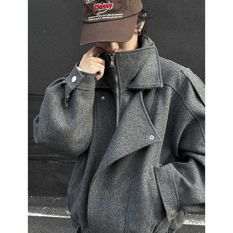 Fake two-piece woolen jacket