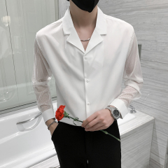 Spring new style men's long-sleeved shirt trendy lace suit collar men's slim lining A233-H730-Special P40