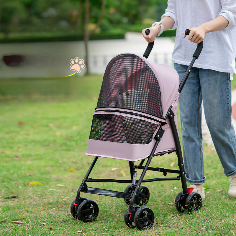 Cross-border pet cat and dog stroller for dogs and cats, Teddy baby stroller for outdoor use, lightweight and foldable small pet dog