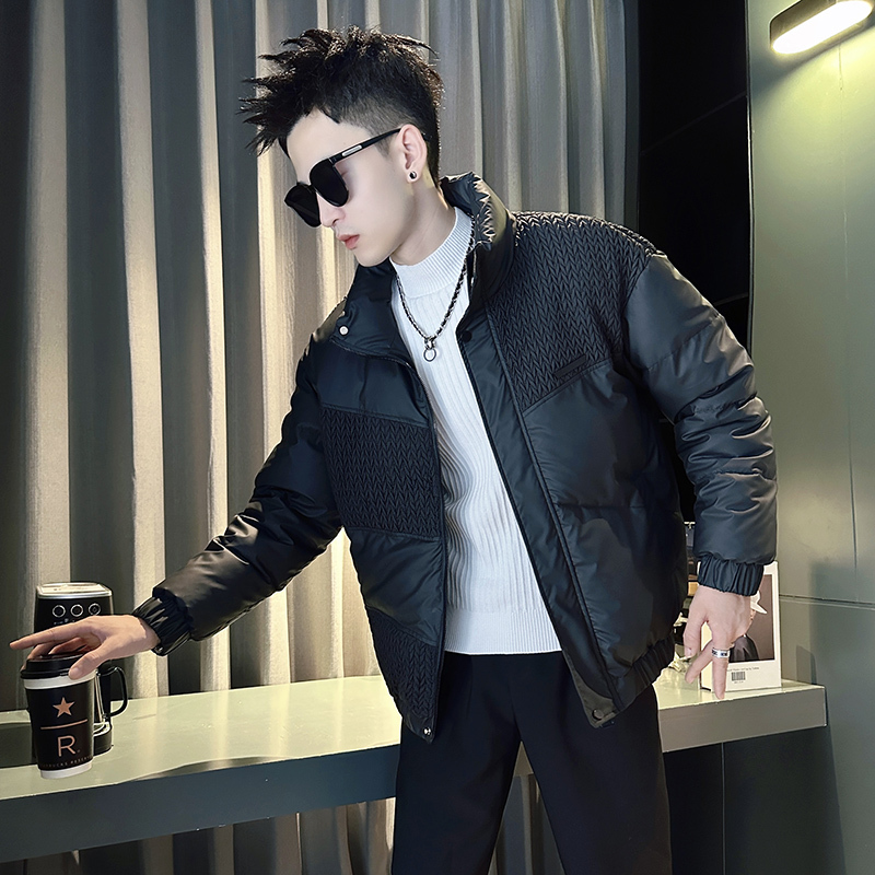 High-end design woven cotton jackets for men, trendy and fashionable winter warm cotton coats, versatile cotton jackets