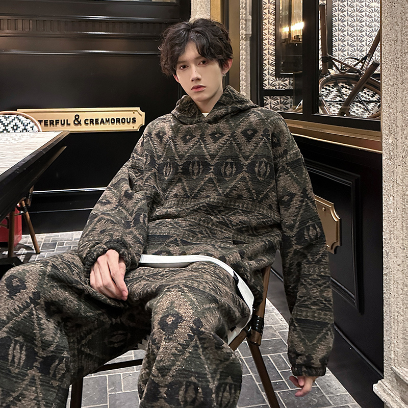 Autumn and winter ethnic style large size loose casual pants two-piece set