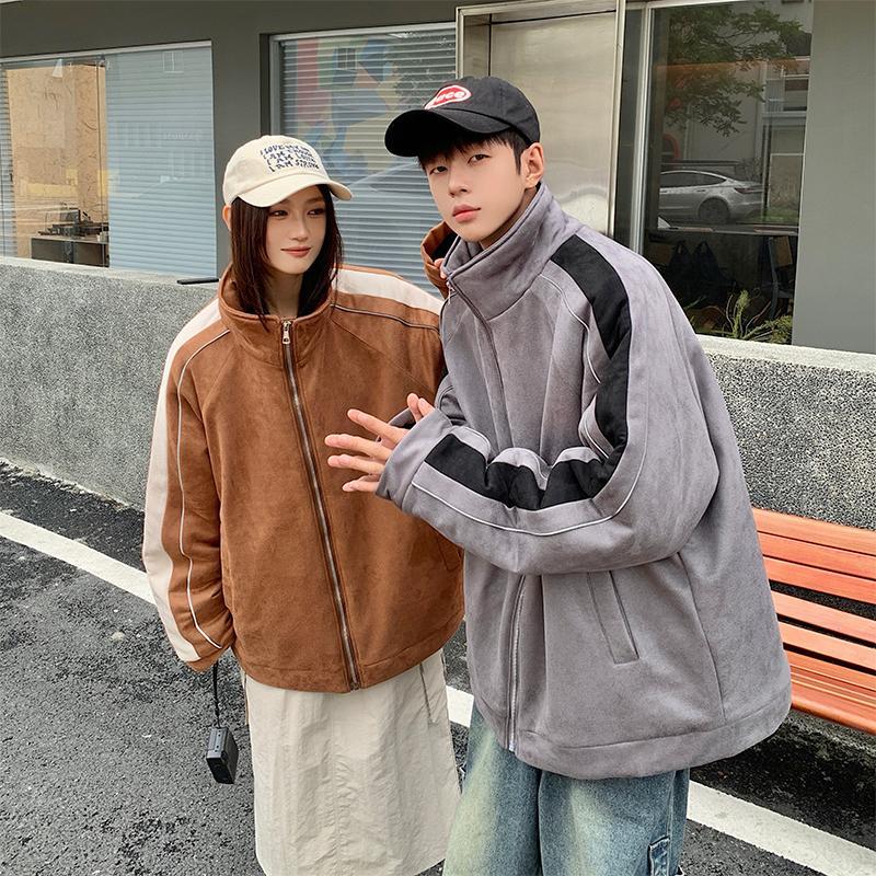 Couple's outfit American stand-up collar padded baseball jacket cotton jacket suede cotton jacket