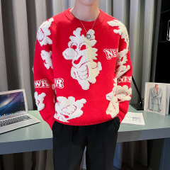 Autumn and winter men's Christmas sweaters, New Year sweaters, cartoon dragon jacquard, high weight