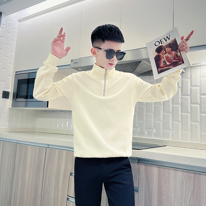 Turtleneck sweatshirt for men, high-end and handsome jacket, popular autumn and winter Korean style half-zip clothing