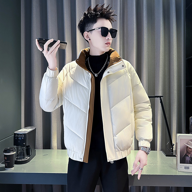 Winter fake two-piece down-padded jacket for men, high-end trendy cotton-padded jacket, handsome jacket