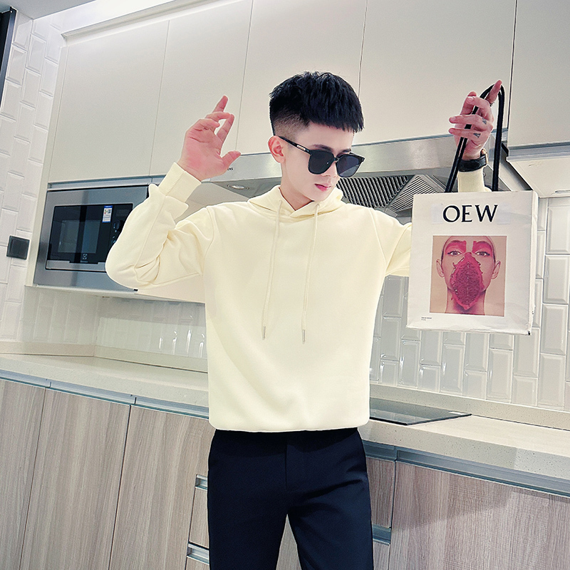 Velvet thickened sweatshirt men's hooded warm top 2024 new autumn and winter style slim trend handsome style jacket