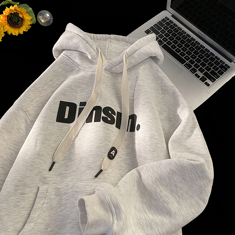 Winter Austrian velvet silicone lettered velvet hooded sweatshirt