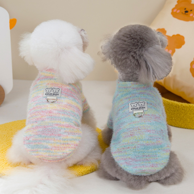 Pet Clothes Dog Autumn and Winter T-shirt Teddy Bichon Small Dog Rainbow Sweater T-shirt Pet Clothing Wholesale