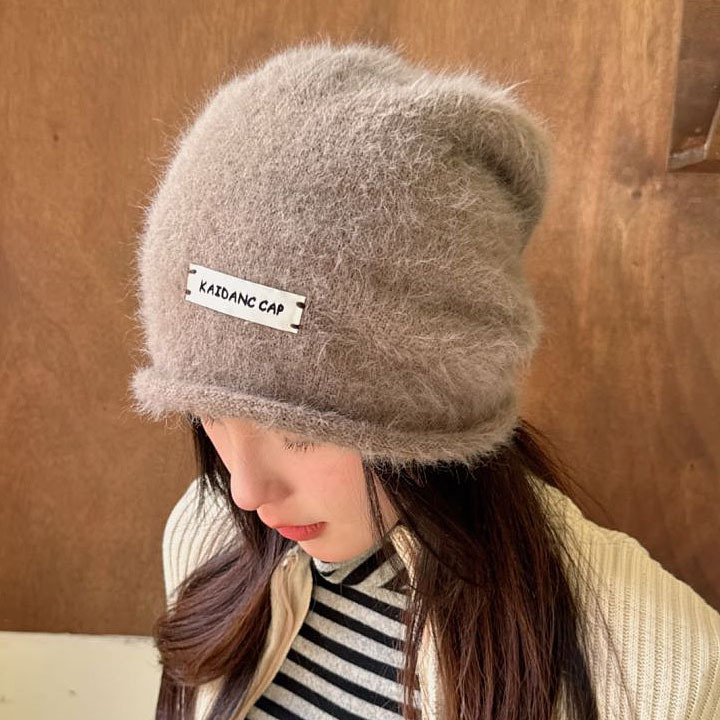 Autumn and winter new style pile hats for women, loose and revealing small Baotou hats, confinement hats, furry and thin pullover hats