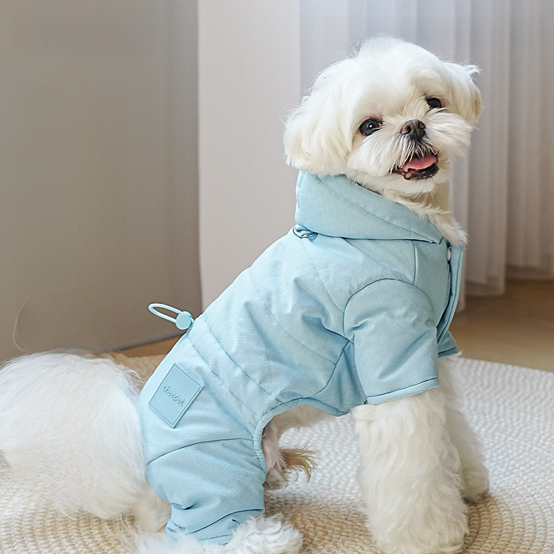 Dog clothes autumn and winter four-legged cotton clothes Teddy poodle small dogs can be pulled and worn outside thickened pet clothes wholesale