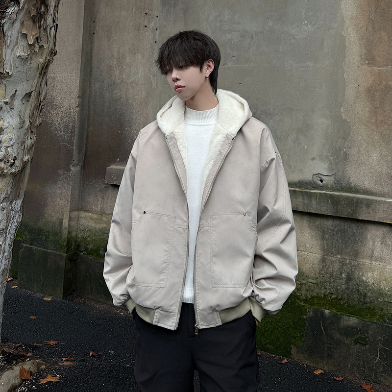 High quality marble pattern mountain carving thickened American cotton coat Hong Kong style
