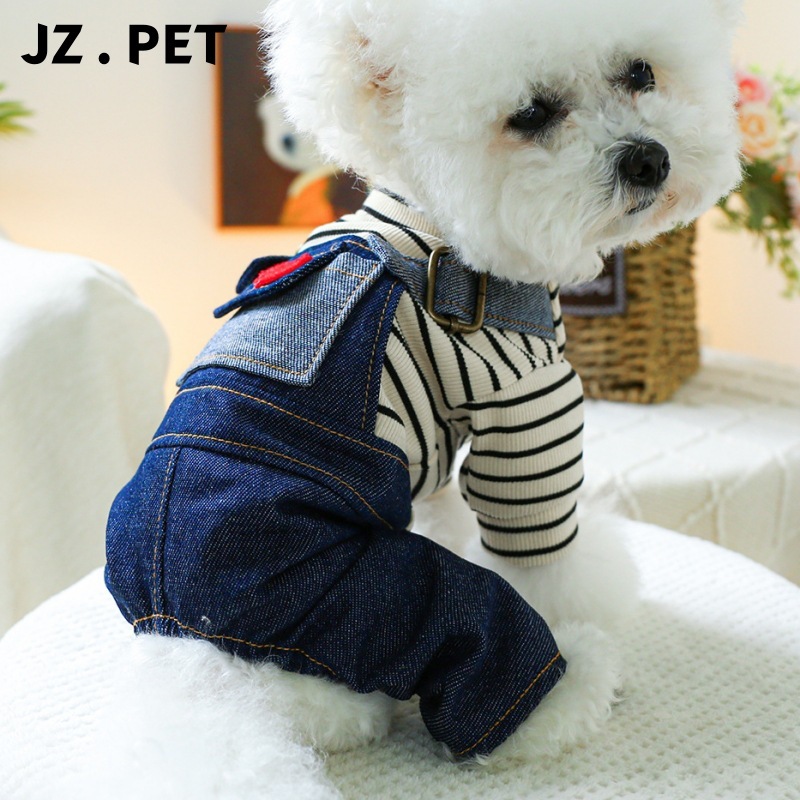 Pet clothes dog Teddy Bichon Pomeranian small and medium-sized dogs retro denim overalls spring autumn winter dog clothes
