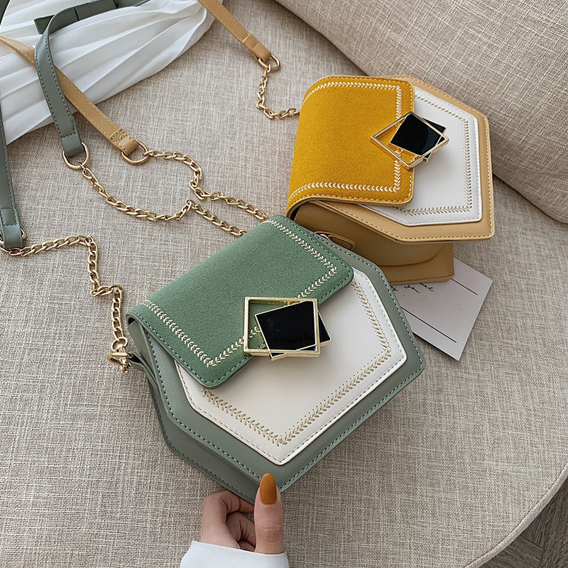 New small bag for women, new Korean style, frosted chain shoulder bag, fashionable and versatile cross-body small square bag