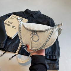 High-end embroidered waist bag chest bag for women 2024 new texture versatile simple casual chain shoulder crossbody bag