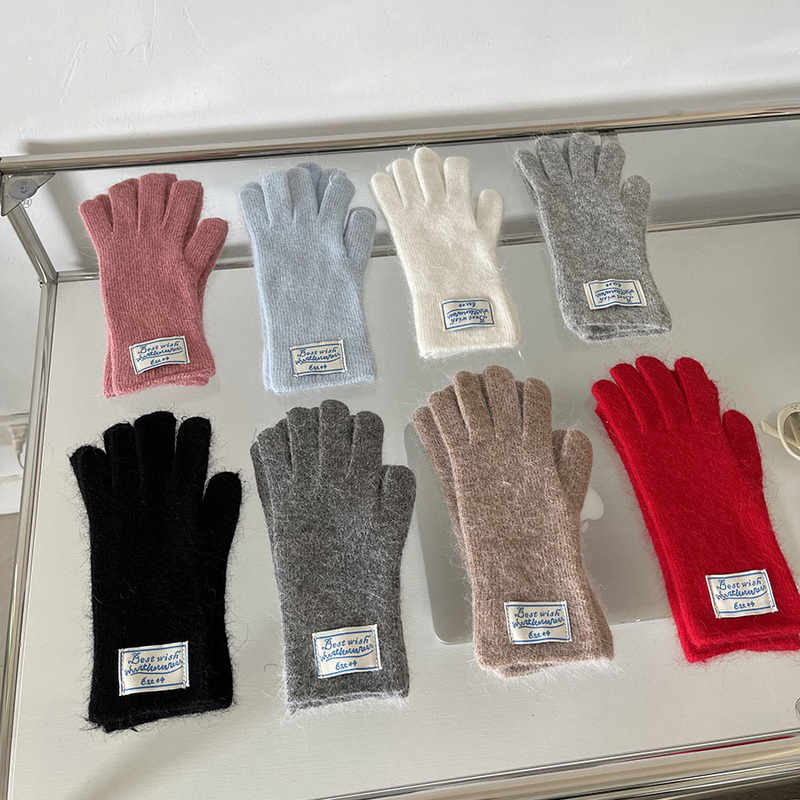 Exported to Korea, imitation rabbit fur finger soft gloves for women in autumn and winter ins warm touch screen windproof cycling gloves
