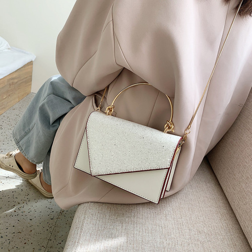 Bags New Style Women's 2024 Simple Fashion Trendy Sequin Metal Handbag Popular Fashion Chain Shoulder Crossbody Bag