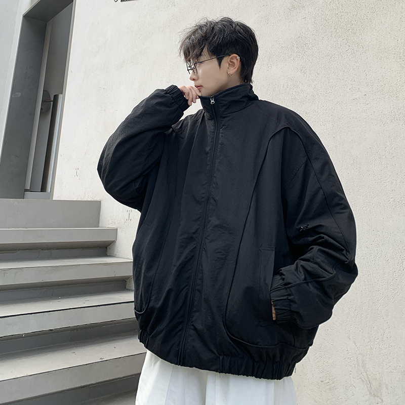 Winter stand-up collar American short handsome bomber jacket cotton coat plus velvet thickening for men