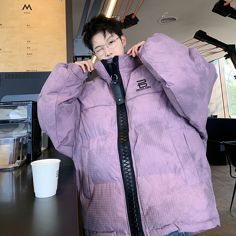 Winter camouflage stand collar large zipper trendy thickened warm cotton coat for men