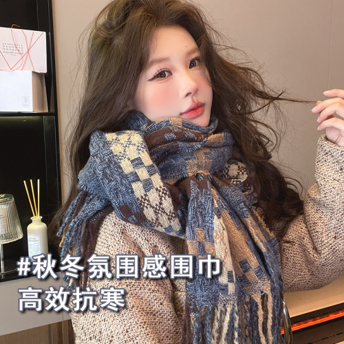 Scarf women's winter high-end Korean style all-match imitation cashmere scarf thickened and lengthened scarf atmosphere warm shawl