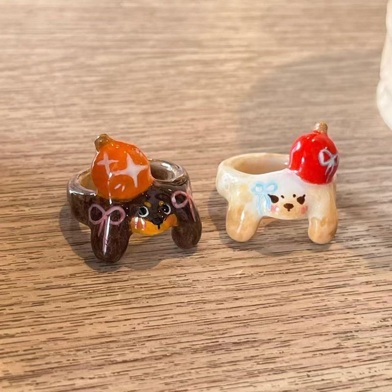 Childlike Cartoon Apple Ring 2024 New Personalized Creative Cute Girly Heart Simple High-end Versatile Ring