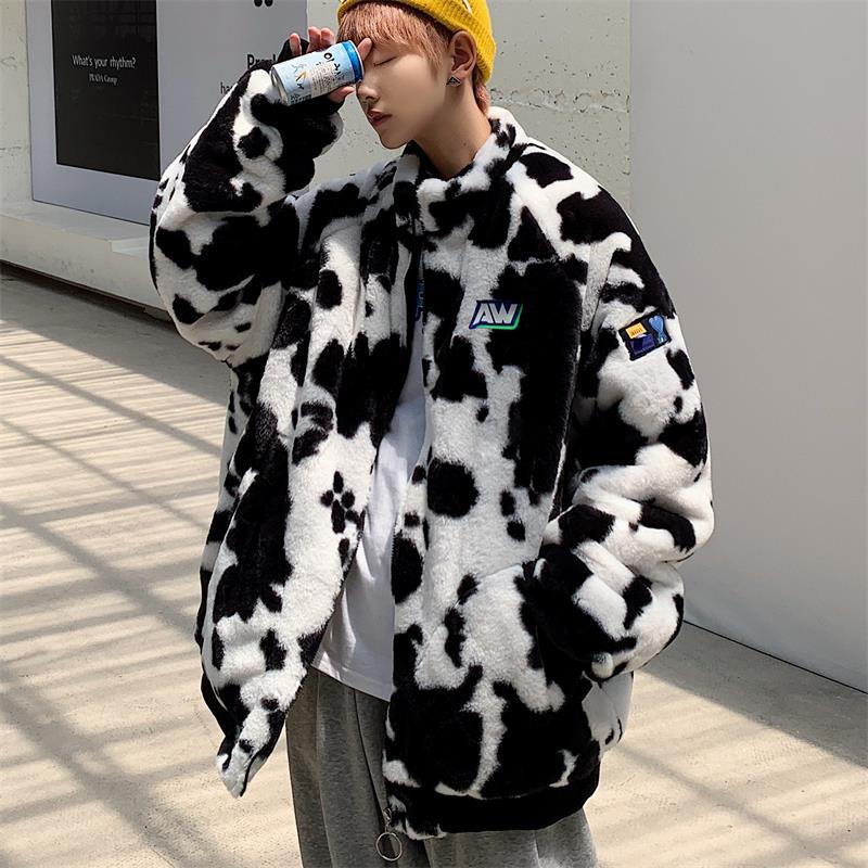 The latest Hong Kong style large size loose casual cotton coat, plush jacket, carved thickened cotton jacket
