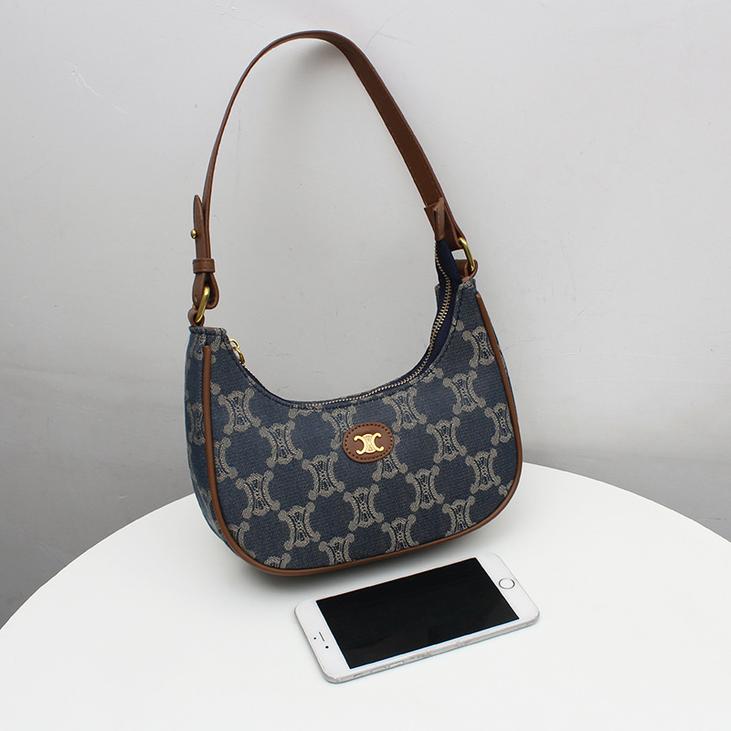 Underarm baguette bag for women 2024 new style niche French denim one-shoulder crossbody bag versatile dumpling bag