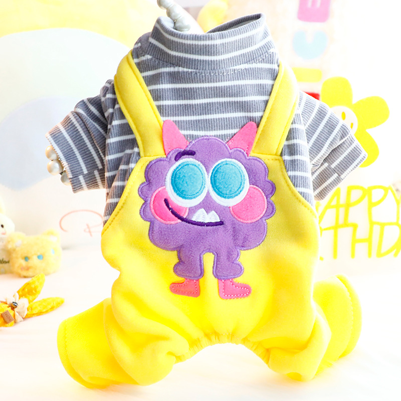 Dog clothes spring and autumn monster overalls suit four-legged dopamine cute small dog Teddy pet 5977