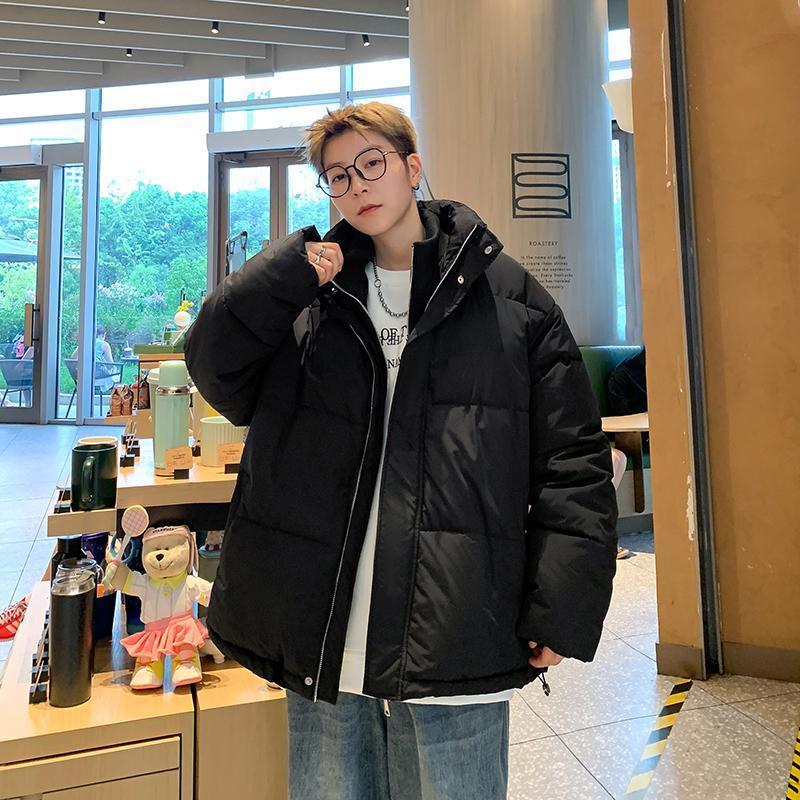 Fake two-piece Korean style trendy warm loose-fitting baker's jacket with double zipper design