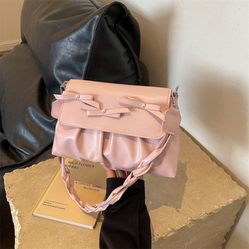 Korean style simple design bow casual personality bag for women 2024 spring and summer new style beautiful crossbody small square bag