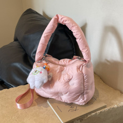 Cross-border winter down jacket bag for women, new soft girl cheese bag, handbag, internet celebrity pillow bag, shoulder crossbody bag