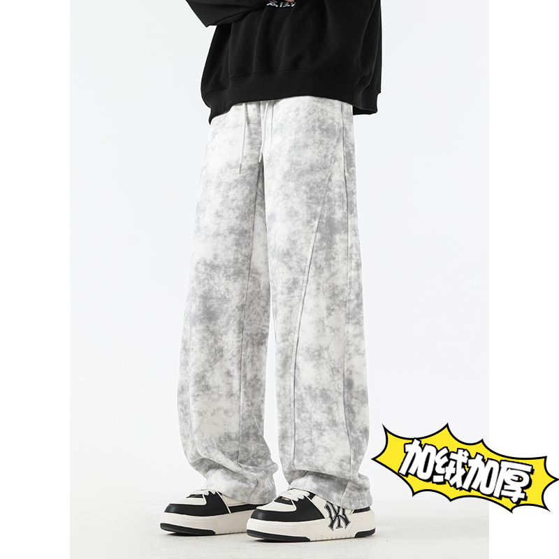 Plush scimitar sweatpants men's American style heavyweight deconstructed casual pants