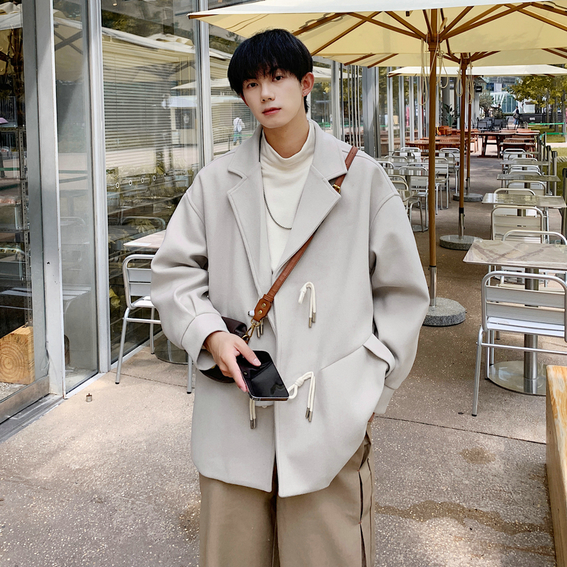 New style horn button short woolen coat and windbreaker