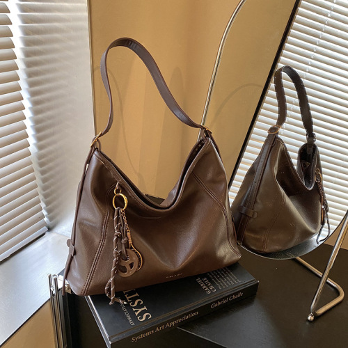 Commuting Retro Maillard Large Capacity Bag Women's 2024 New Autumn and Winter Versatile Shoulder Messenger Bag Tote Bag