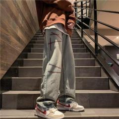 American Retro Washed Loose Jeans Men's Straight Drape Trendy Brand Handsome Casual Jeans