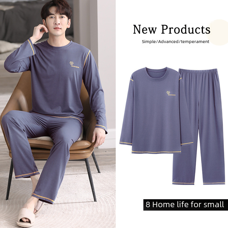Physical counter classic pajamas men's spring and autumn modal long-sleeved home clothes men's thin large size suit