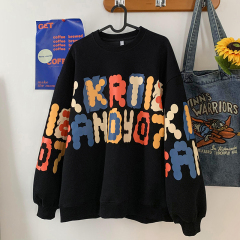 Autumn 400g Heavyweight Fun Letter Print Couple Contrast Color Round Neck Sweatshirt