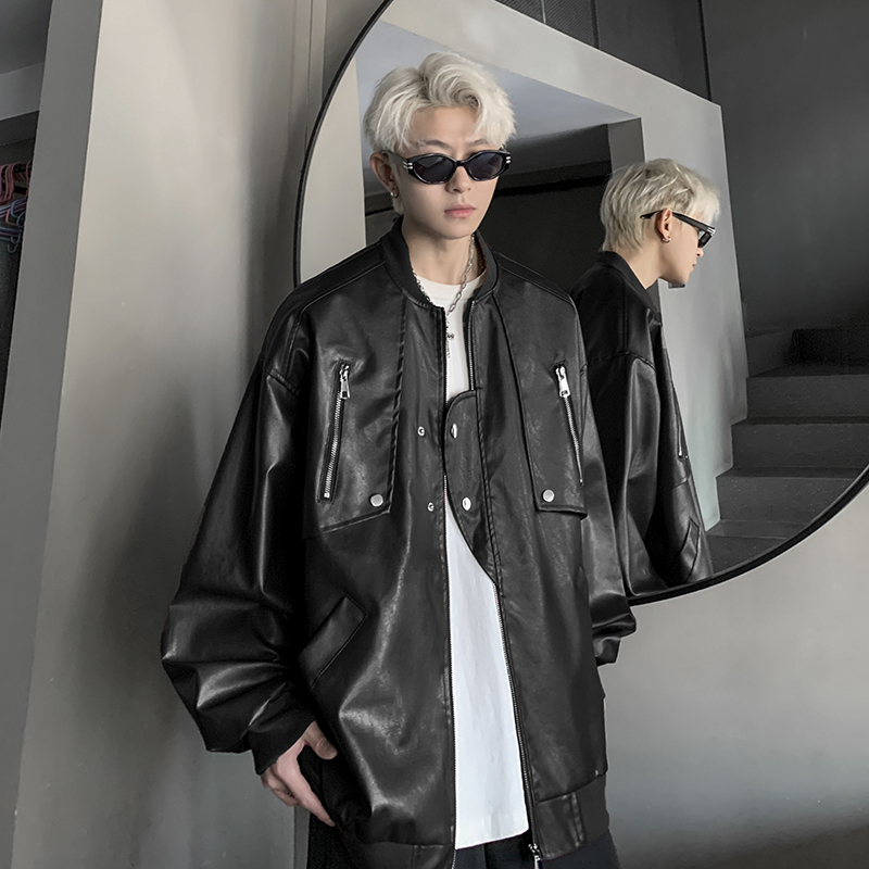 New leather jacket men's motorcycle jacket leather jacket