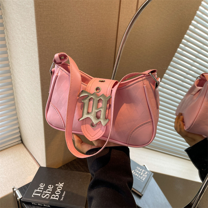 Spring beautiful casual handbags for women 2024 new design rhombus baguette bag armpit bag shoulder bag