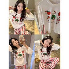 Hellokitty pajamas women's fall round neck long-sleeved trousers two-piece set student casual wearable home clothes