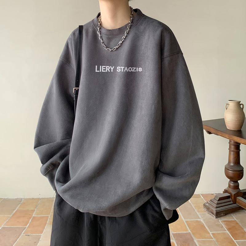 suede crew neck sweatshirt