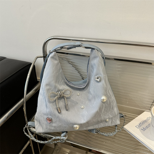 Design niche bow backpack single shoulder crossbody multi-purpose backpack high-end large-capacity chain tote bag