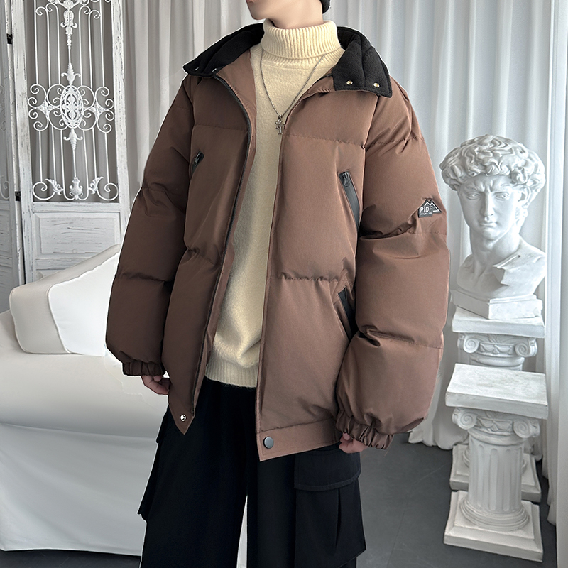 American retro workwear cotton coat men's winter coat short stand-up collar bread coat