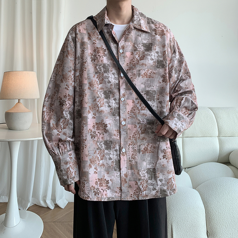 Hong Kong style interior 24 new autumn clothing loose large size Hong Kong style long-sleeved shirts for men and women