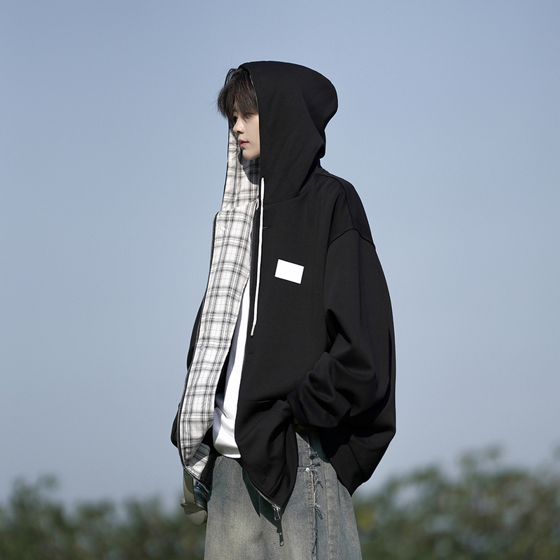 Autumn design 380g cardigan hooded large size sweatshirt jacket