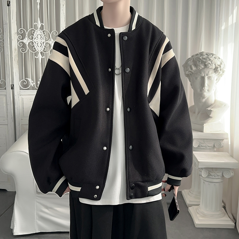 Contrast color American retro jacket couple baseball uniform popular jacket