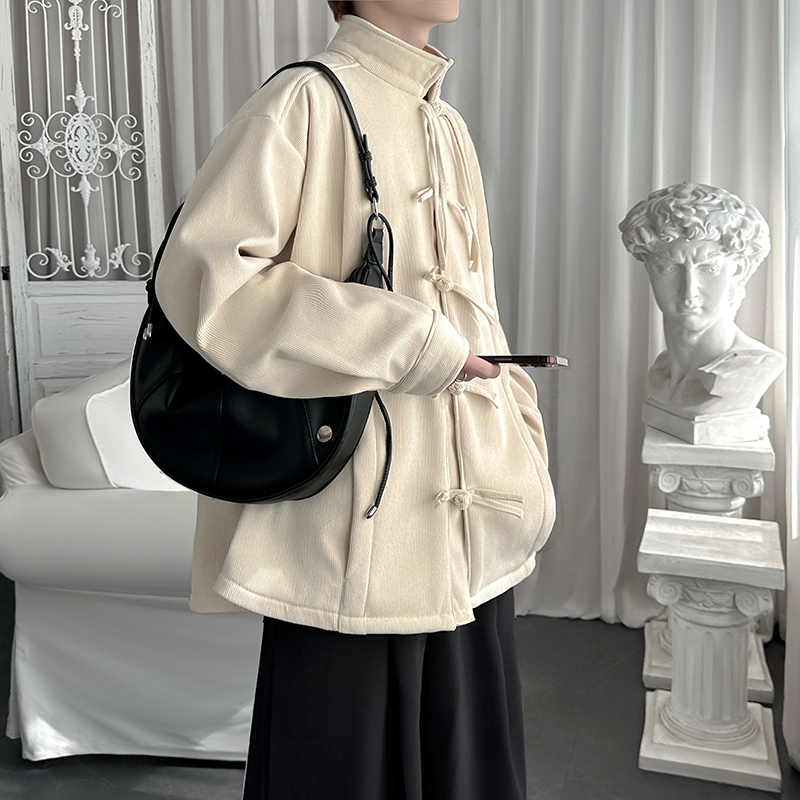 Autumn and winter national fashion high-end stand collar jacket plus velvet Chinese style long-sleeved shirt