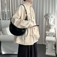 Autumn and winter national fashion high-end stand collar jacket plus velvet Chinese style long-sleeved shirt