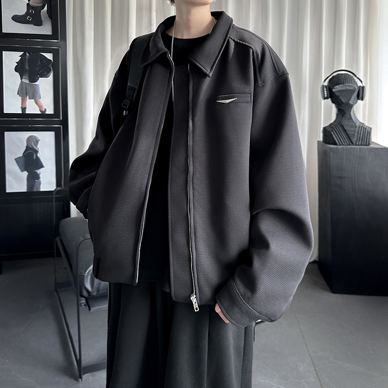 Baseball collar short jacket, high-end American shoulder padded jacket