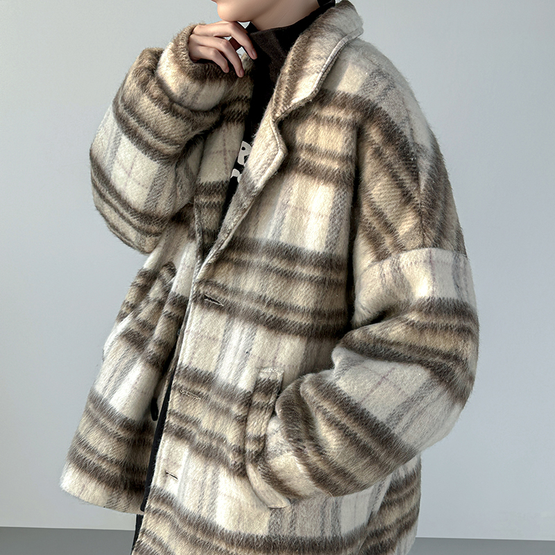 Woolen coat men's loose versatile thickened coat casual woolen windbreaker
