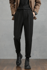 Winter velvet thickened light luxury woolen pants men's fashion Korean style casual warm trousers
